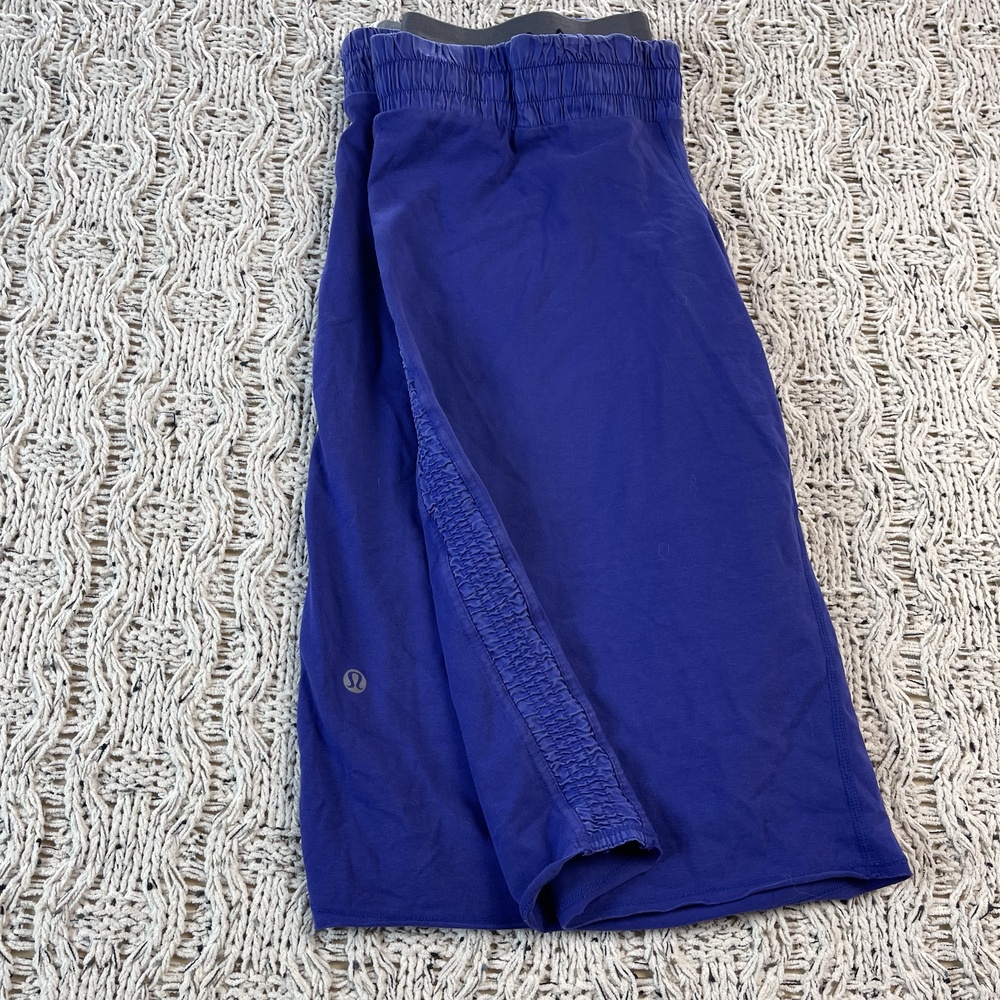 Lululemon Cropped Pants Womens 8 Royal Blue Cotton Blend Ruched Side Panels